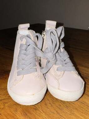 Piper Finn Pink High Top Leather Sneakers with Side Zipper
